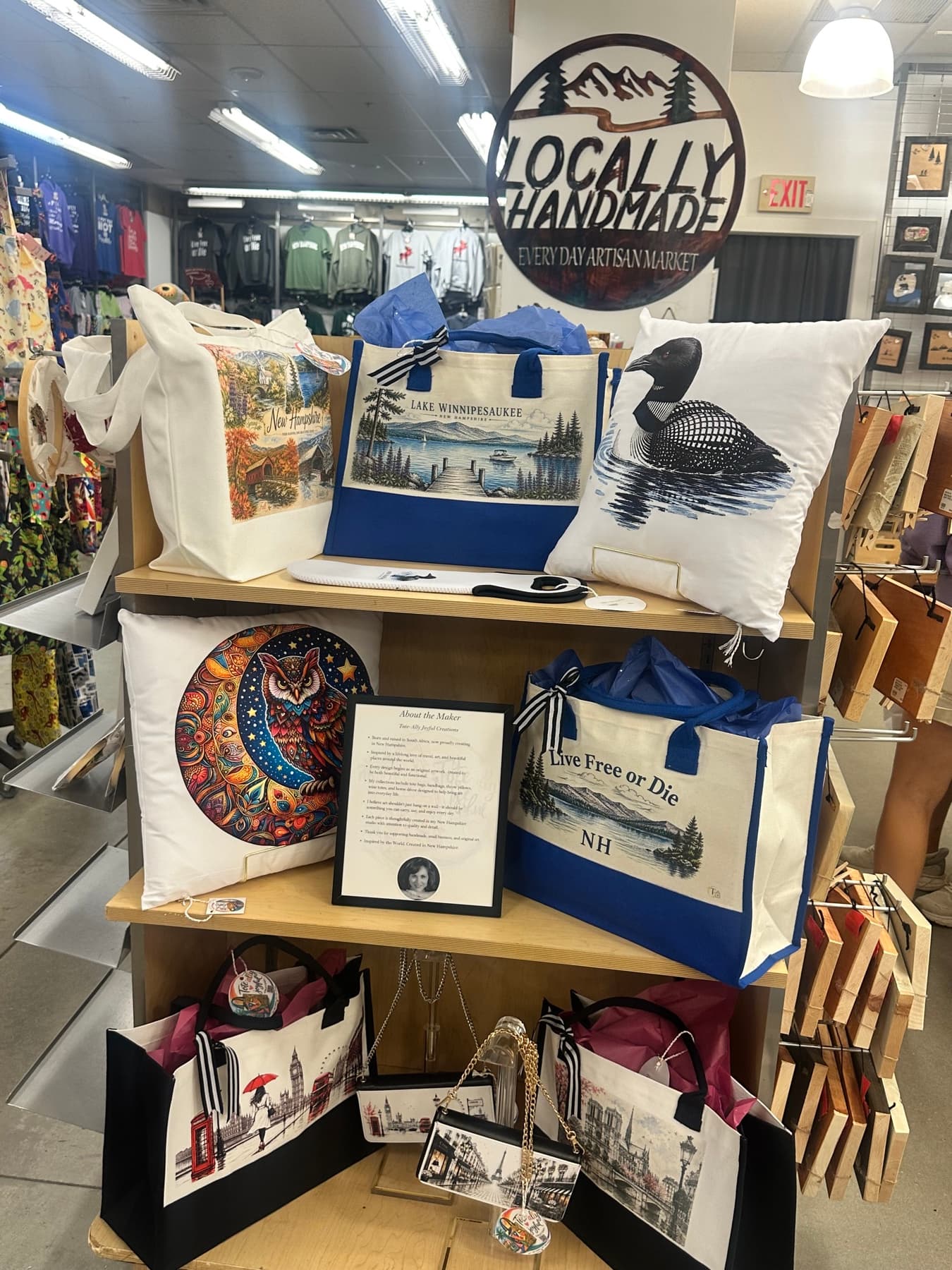 Tote-Ally Joyful Creations display at Locally Handmade in Merrimack NH