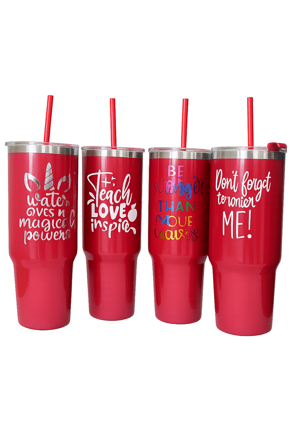 Custom red drink tumblers